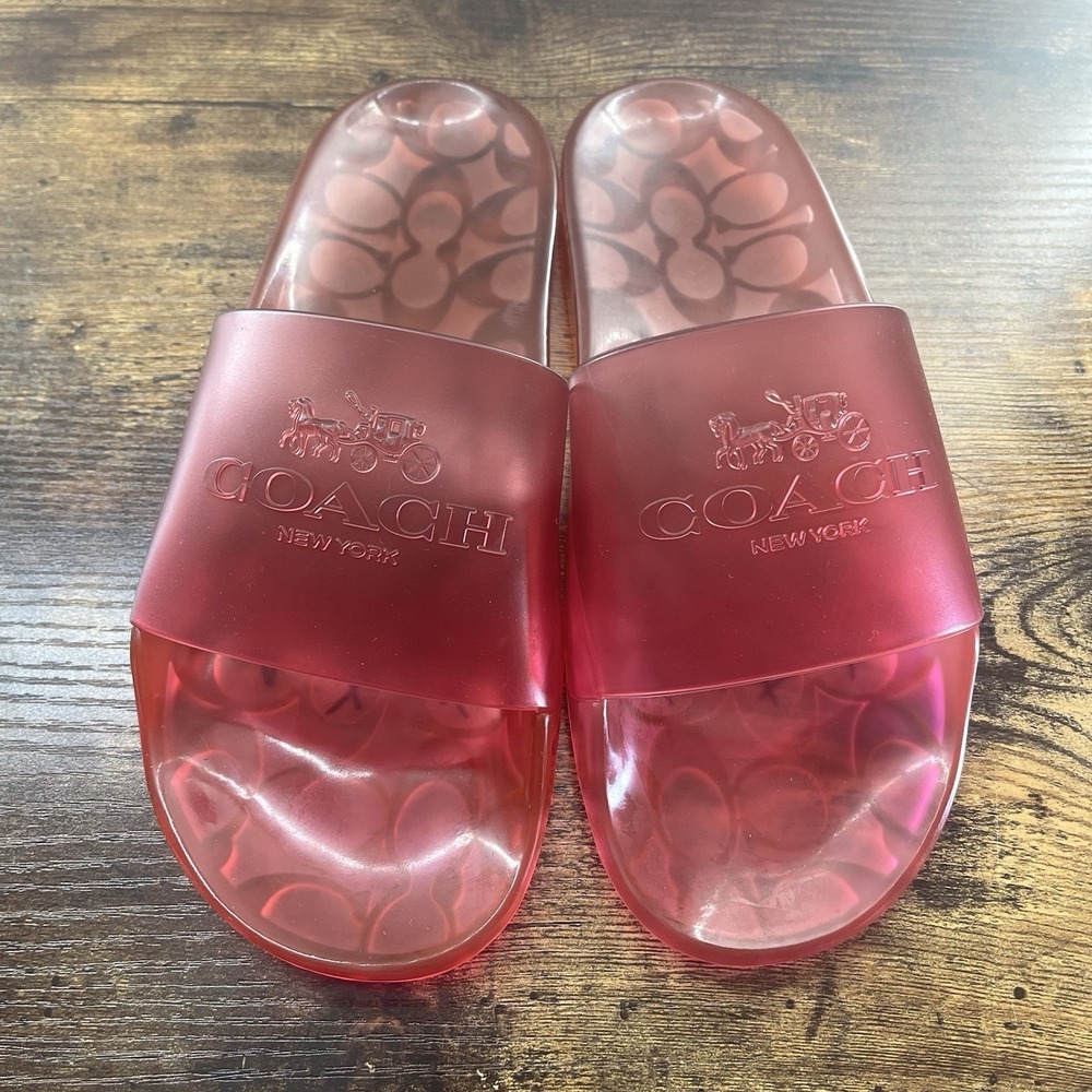 Coach Women's Size 7B Ulyssa Jelly Slides Sandals Ombré Resortwear Pink Pool